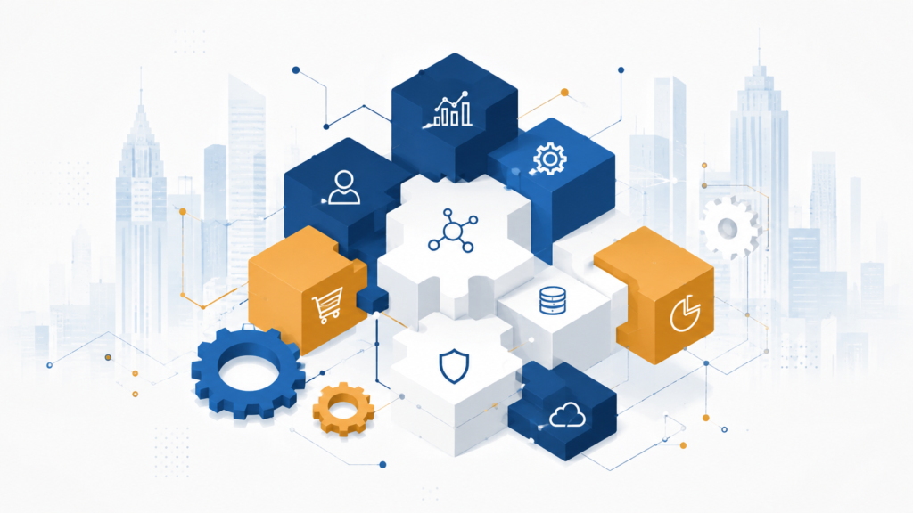 Abstract illustration representing modular enterprise SAP systems